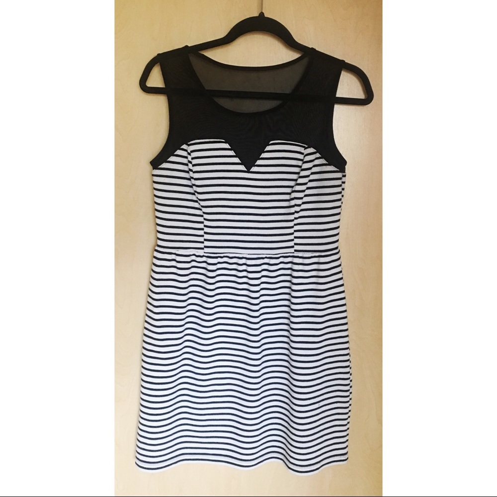 Striped dress with mesh top!